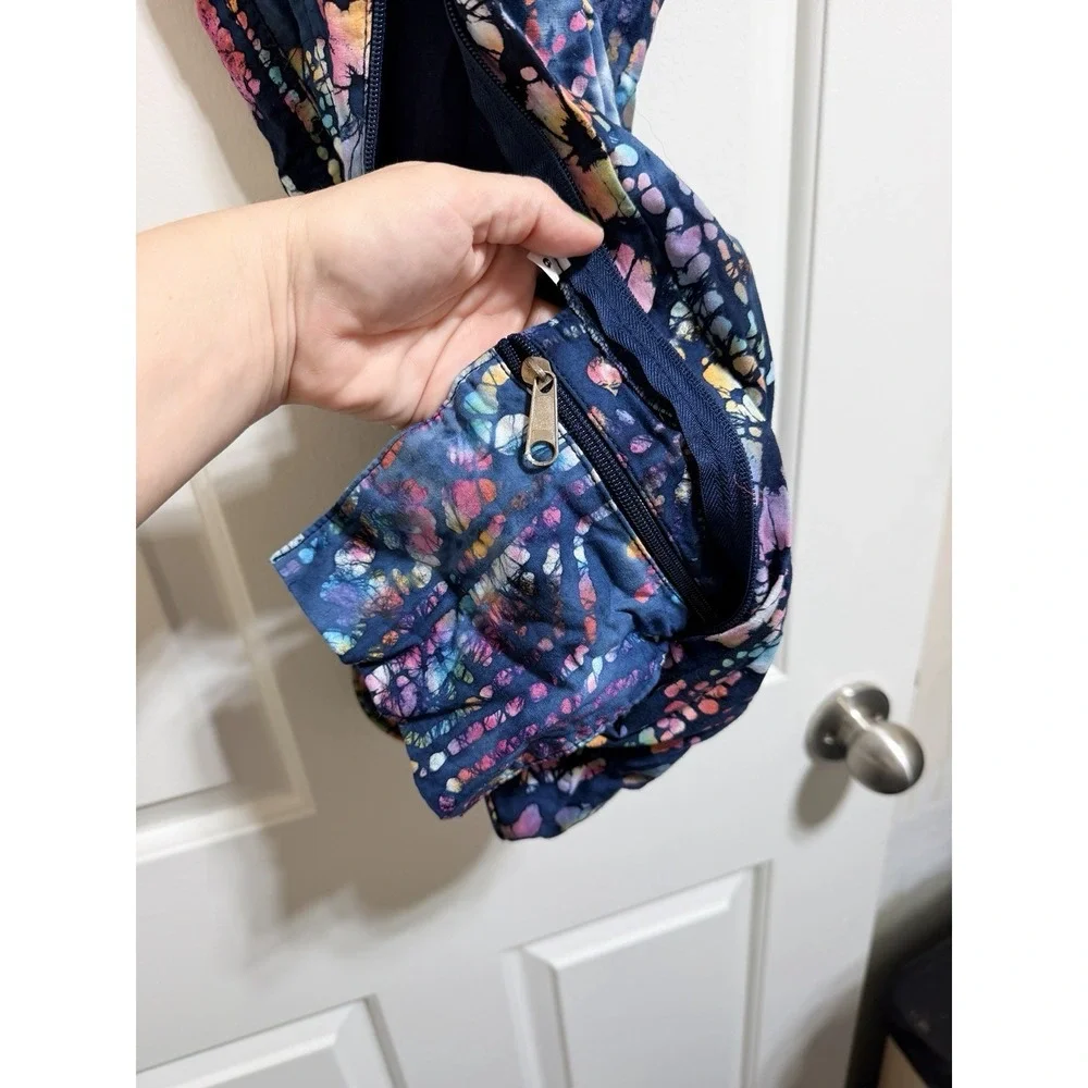 Hugger Mugger Yoga Mat Bag Colorful Batik Cotton Two Pocket Zip Up Hippy Artsy